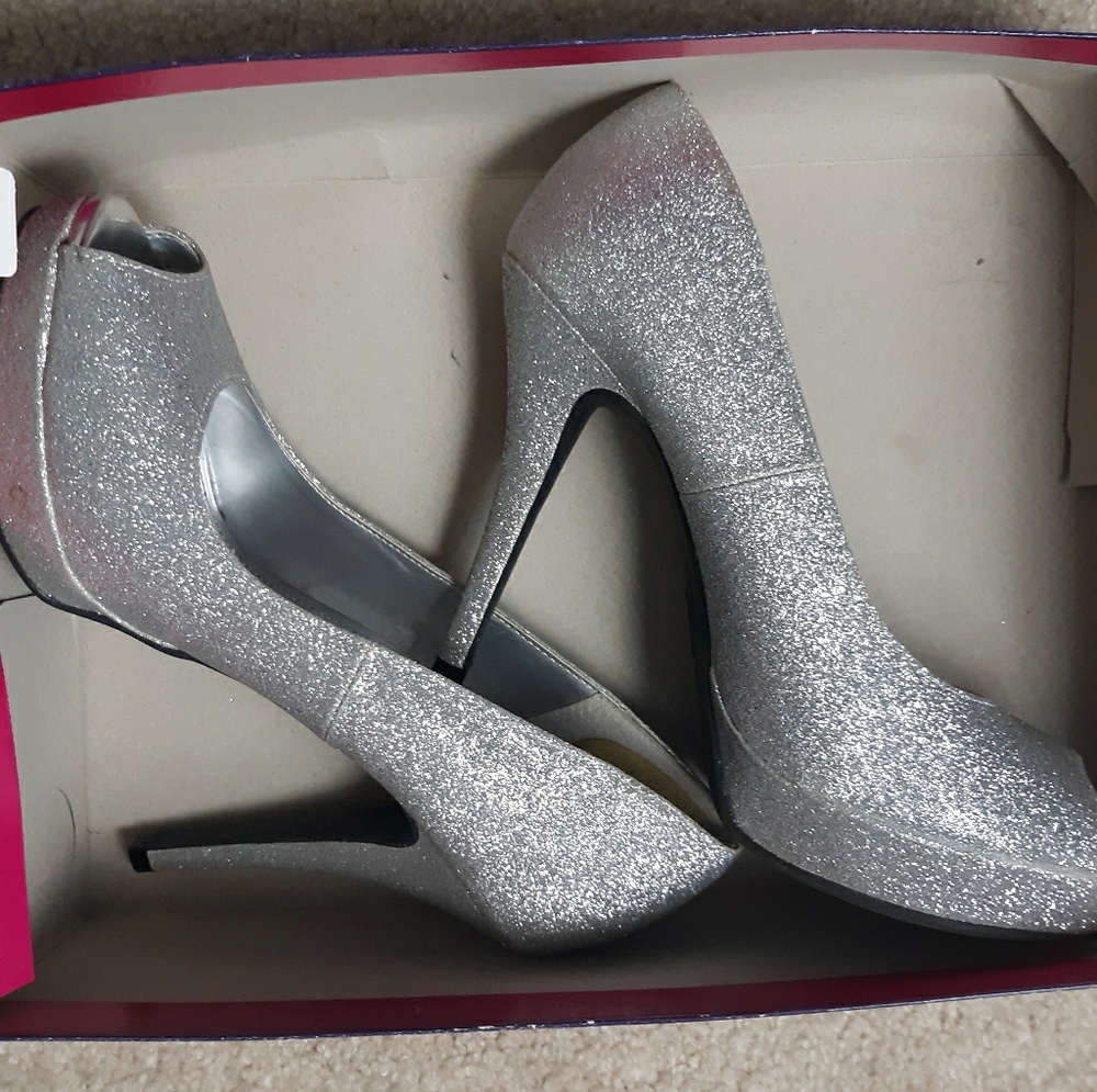 Sparkly silver heels